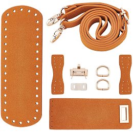 PandaHall Elite DIY PU Leather Bag Knitting Set, Leather Bag Bottom/Shoulder Strap/Bag Twist Lock/Flap Cover/Bag Buckles, Camel（7 Kinds of Accessories）