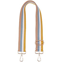 SUPERFINDINGS Adjustable Canvas Bag Handles with Alloy Swivel Clasps for Bag Straps Replacement Accessories, Stripe Pattern, Yellow