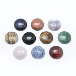 Honeyhandy Natural & Synthetic Mixed Stone Cabochons, Flat Round, 24.5~25x4~7mm