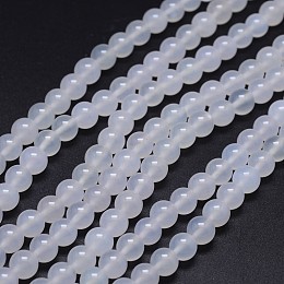 Honeyhandy Grade A Natural Agate Round Beads Strands, Dyed, WhiteSmoke, 6mm, Hole: 1mm, about 63pcs/strand, 15.5 inch