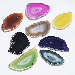 Honeyhandy Natural Agate Pendants, Dyed, Nuggets, Mixed Color, 60~85x35~55x5mm, Hole: 2mm