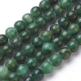 Honeyhandy Natural African Jade Beads Strands, Round, Grade A, Green, 6mm, Hole: 1mm, about 61pcs/strand, 15.3 inch