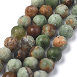 Honeyhandy Natural Green Opal Beads Strands, Round, Frosted, 8~9mm, Hole: 1mm, about 47pcs/strand, 15.10 inch(38.35cm)