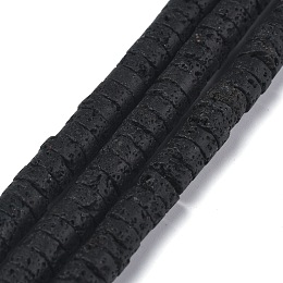 Honeyhandy Natural Lava Rock Beads Strands, Heishi Beads, Flat Round/Disc, 6x3mm, Hole: 1mm, about 119~131pcs/strand, 14.76~15.74 inch(37.5~40cm)