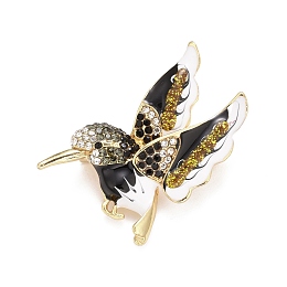 Honeyhandy Bird Enamel Pin with Rhinestone, Animal Alloy Badge for Backpack Clothes, Golden, Black, 40x43x11mm