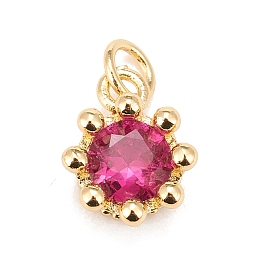 Honeyhandy Brass Inlaid Clear Cubic Zirconia Charms, Real 18K Gold Plated, Lead Free & Cadmium Free, Crown, Cerise, 11.5x9.5x6mm, Hole: 3mm