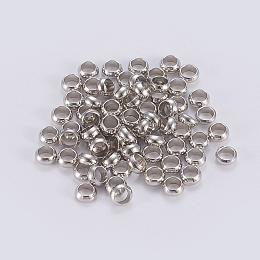 Honeyhandy Brass Crimp Beads, Rondelle, Platinum, 2x1.5mm, Hole: 1.2mm, about 500pcs/bag