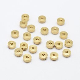 Honeyhandy Brass Spacer Beads, Flat Round, Nickel Free, Raw(Unplated), 4x1.5mm, Hole: 1.5mm