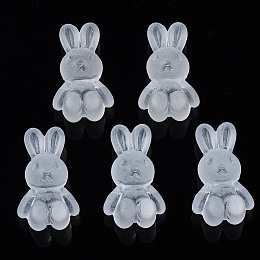 Honeyhandy Frosted Acrylic Beads, Rabbit, Clear, 24.5x14.5x11mm, Hole: 2.5mm, about 300pcs/500g