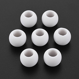 Honeyhandy Opaque Acrylic European Beads, Large Hole Beads, Frosted, Rondelle, White, 11.5x9mm, Hole: 6mm, about 8000pcs/500g.