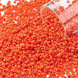 Honeyhandy Glass Seed Beads, Opaque Colours Seed, Small Craft Beads for DIY Jewelry Making, Round, Dark Orange, 2mm, Hole:1mm, about 30000pcs/pound