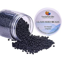 PandaHall Elite 2000 Pcs 8/0 Glass Seed Beads, 3mm Round Pony Bead Mini Spacer Beads for Earring Bracelet Pendants Jewelry DIY Craft Making, Black