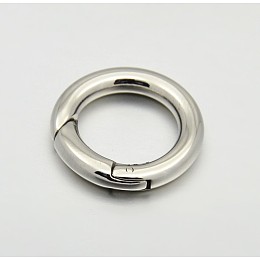 Honeyhandy Ring Smooth 304 Stainless Steel Spring Gate Rings, O Rings, Snap Clasps, Stainless Steel Color, 18x3.5mm