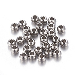 Honeyhandy 202 Stainless Steel Beads, Round, Stainless Steel Color, 2.5x2mm, Hole: 1mm