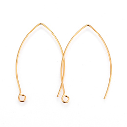 Honeyhandy 304 Stainless Steel Earring Hooks, with Horizontal Loop, Golden, 39~40x24x0.9mm, Hole: 2mm, Pin: 0.9mm