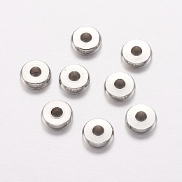 Honeyhandy 304 Stainless Steel Beads, Flat Round, Stainless Steel Color, 6x2mm, Hole: 2mm