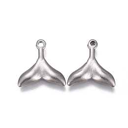 Honeyhandy 304 Stainless Steel Pendants, Whale Tail Shape, Stainless Steel Color, 11x11x1.5mm, Hole: 1.2mm