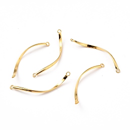 Honeyhandy 304 Stainless Steel Links Connectors, Twist, Real 18k Gold Plated, 42x2x1mm, Hole: 2mm