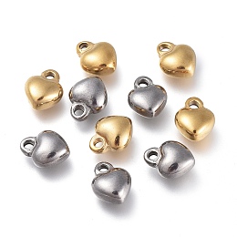 Honeyhandy 304 Stainless Steel Charms, Heart, Mixed Color, 7x9x4mm, Hole: 1.6mm