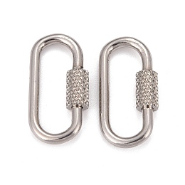 Honeyhandy 304 Stainless Steel Screw Carabiner Lock Charms, for Necklaces Making, Oval, Stainless Steel Color, 22x11x4mm, Screw: 7x4mm