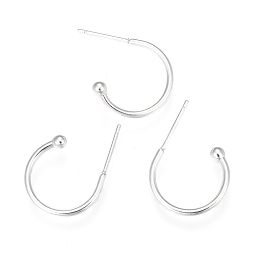 Honeyhandy 304 Stainless Steel Earring Hooks, Silver, 17x22x1.5mm, Pin: 1mm