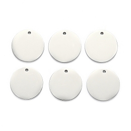 Honeyhandy 304 Stainless Steel Stamping Blank Tag Pendants, Flat Round, Stainless Steel Color, 16x1.5mm