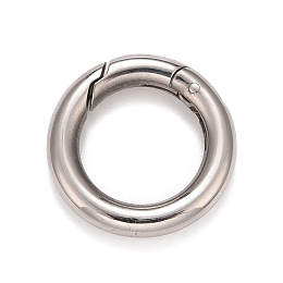 Honeyhandy 304 Stainless Steel Spring Gate Rings, for Keychain, Stainless Steel Color, 7 Gauge, 20x3.5mm