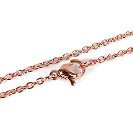 Honeyhandy 304 Stainless Steel Cable Chain Necklace Making, with Lobster Claw Clasps, Vacuum Plating, Rose Gold, 17.7 inch(45cm), Lobster Claw Clasps: 6x9x3mm