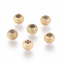 Honeyhandy Ion Plating(IP) 304 Stainless Steel Textured Spacer Beads, Round, Golden, 3x2mm, Hole: 1.5mm