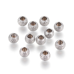 Honeyhandy 304 Stainless Steel Textured Spacer Beads, Round, Stainless Steel Color, 3x2mm, Hole: 1.5mm