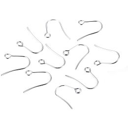 UNICRAFTALE 100pcs Stainless Steel Earring Hooks Ear Wire Metal Earwire with Loop 0.8mm Pin Fish Ear Wire for Jewelry Making 18x15x0.8mm