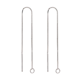 Honeyhandy 925 Sterling Silver Ear Stud Findings, Carved with 925, Ear Thread, with Box Chain, Silver, 80x1mm, Hole: 1mm, Pin: 0.8mm