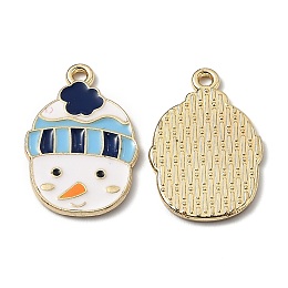 Honeyhandy Alloy Enamel Pendants, for Christmas, Snowman, Golden, Blue, 22.5x15x1.4mm, Hole: 1.5mm