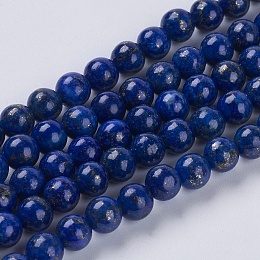 Honeyhandy Natural Lapis Lazuli Beads Strands, Grade A, Round, 8mm, Hole: 1mm, about 46~48pcs/strand, 16 inch