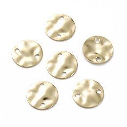 Honeyhandy Brass Links Connectors, Long-Lasting Plated, Flat Round, Twist, Real 24K Gold Plated, 10x1mm, Hole: 1.4mm