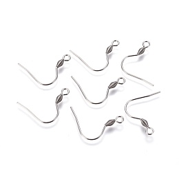 Honeyhandy 304 Stainless Steel Earring Hooks, Ear Wire, with Horizontal Loop, Stainless Steel Color, 21.5x3mm, Hole: 2mm, Pin: 0.9mm