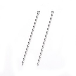 Honeyhandy 201 Stainless Steel Pendants, Bar, Stainless Steel Color, 52.5x2.5x1.5mm, Hole: 1.5mm