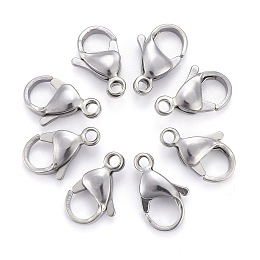 ARRICRAFT 304 Stainless Steel Lobster Claw Clasps, Parrot Trigger Clasps, Stainless Steel Color, 15x9.5x4mm, Hole: 1.6mm