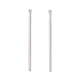 Honeyhandy 201 Stainless Steel Pendants, Bar, Stainless Steel Color, 43x1.5mm, Hole: 1.5mm