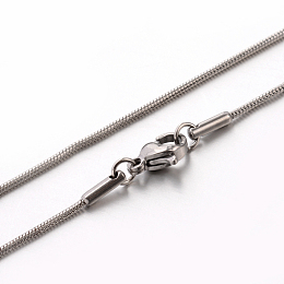 Honeyhandy 304 Stainless Steel Snake Chain Necklaces, Stainless Steel Color, 17.7 inch(45cm), 1.2mm