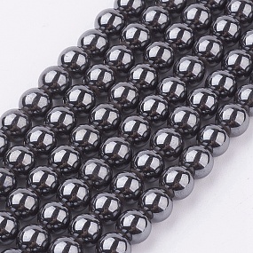 Honeyhandy Magnetic Synthetic Hematite Beads Strand, Round, 6mm, Hole: 1mm, about 68pcs/strand, 16.2 inch