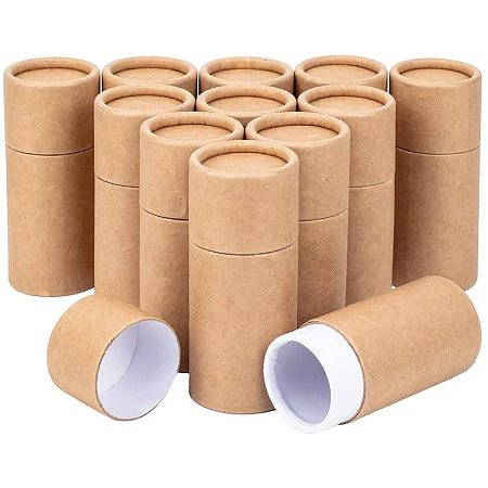 BENECREAT 12PCS 30ml Burlywood Kraft Paperboard Tubes Round Kraft Paper Containers for Pencils Tea Caddy Coffee Cosmetic Crafts Gift Packaging