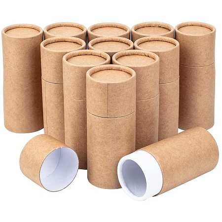 BENECREAT 12PCS 50ml Burlywood Kraft Paperboard Tubes Round Kraft Paper Containers for Pencils Tea Caddy Coffee Cosmetic Crafts Gift Packaging