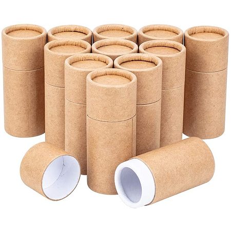 BENECREAT 12PCS 10ml Burlywood Kraft Paperboard Tubes Round Kraft Paper Containers for Pencils Tea Caddy Coffee Cosmetic Crafts Gift Packaging