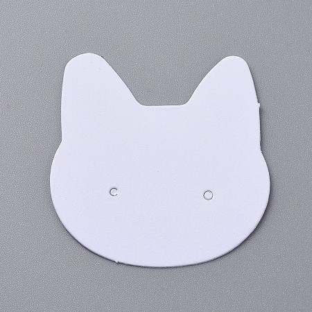 Honeyhandy Cardboard Earring Display Cards, Rabbit Head, White, 35x35x0.4mm, Hole: 1.2mm