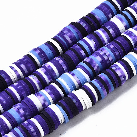Honeyhandy Handmade Polymer Clay Beads Strands, for DIY Jewelry Crafts Supplies, Heishi Beads, Disc/Flat Round, Dark Slate Blue, 4x0.5mm, Hole: 1.8mm, about 320~447pcs/strand, 15.75 inch~16.14 inch(40~41cm)