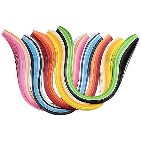 Pandahall Elite 6 Colors 1200 Strips Paper Quilling Strips, Multicolor Quilling Strip Set, 5mm Width 39cm Length