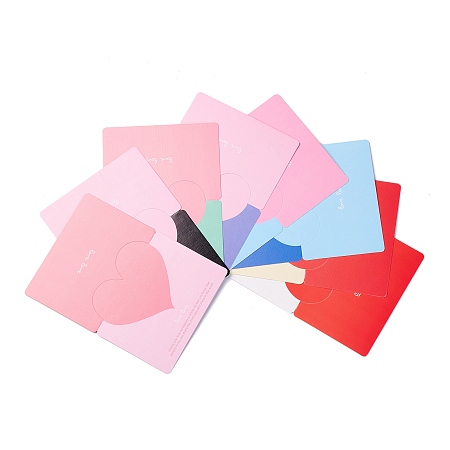 ARRICRAFT Thank You Theme Card, for Wedding Decorations, Rectangle with Heart, Mixed Color, 96x135x0.3mm, 50pcs/bag