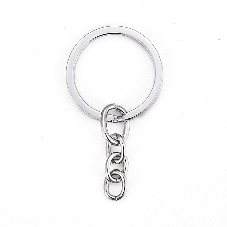 Honeyhandy Alloy Split Key Rings, with Chains, Keychain Clasp Findings, Platinum, 22mm