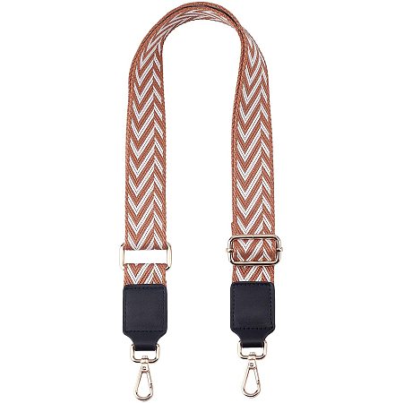 SUPERFINDINGS Adjustable Cotton Bag Handles with Alloy Swivel Clasps for Bag Straps Replacement Accessories, Stripe Pattern, Orange, 850x50x12mm